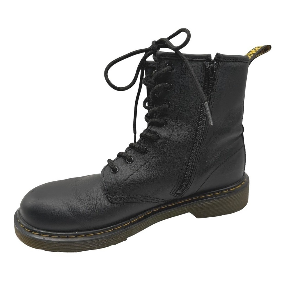 Dr. Martens Junior Softy Leather Boots Women 7 Black Side Zip Lace Up Combat